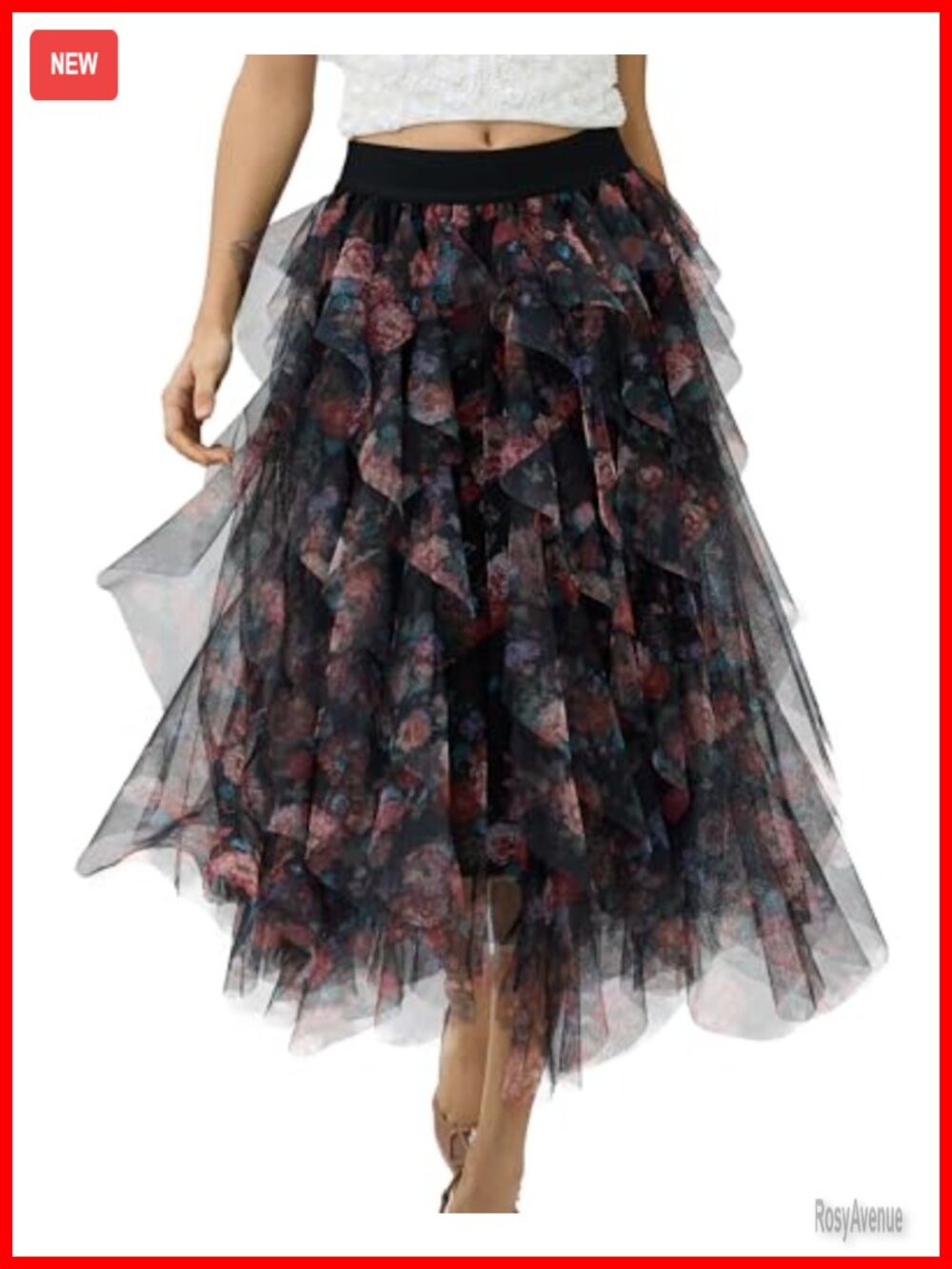 Layered Ruffles Tulle Skirt Pleated High Waist Fluffy Maxi Skirt Fairy Dress